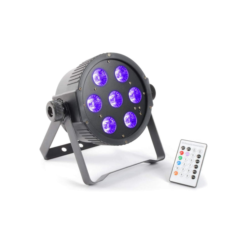 Beamz Flat PAR 7X18W DMX LEDS IR RGBAWUV Flat PAR compatto 7x18W colori RGBAWUV