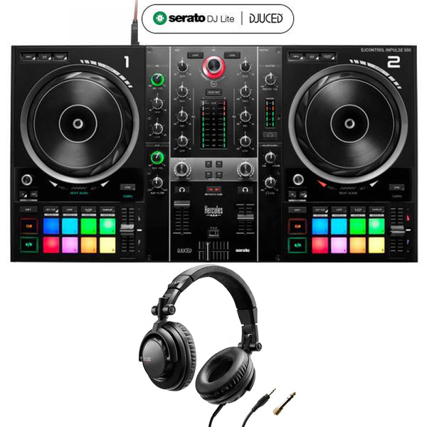 Hercules DJ CONTROL INPULSE 500 Controller Dj 2Deck USB +HDP DJ45 Cuffia Dj Pro