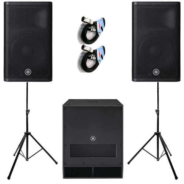 Yamaha DXR12 MKII 2 Diffusori 1100w + DXS15 MKII Subwoofer 1020 +Stativi+2Cavi