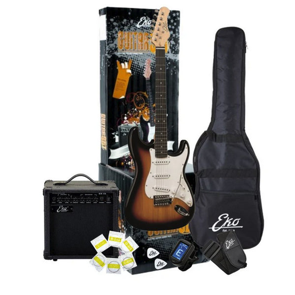 Eko EG-11 PACK SUNBURST Kit Chitarra Elettrica Eko S-300 + Amp. e accessori