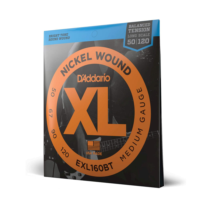 D'Addario EXL160BT Balanced Tension Medium / Long Scale Set Corde per Basso Elettrico in Nickel 50-120