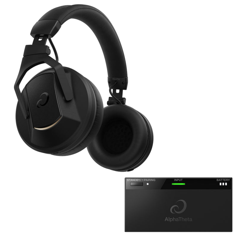 AlphaTheta HDJ-F10-TX Cuffia Pro wireless x Dj + trasmettitore HP-TX01, Nera