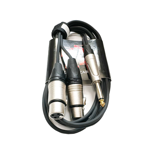 Leads & Cables M521/2 Cavo audio Jack Mono 6.3mm a 2x Cannon XLR 3F Femmina, 2mt