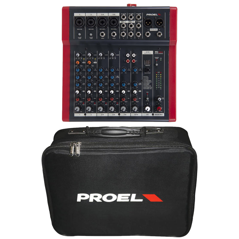 Proel MQ10FX Mixer audio 10 Input + FX x Canto Live e Karaoke + Borsa trasporto