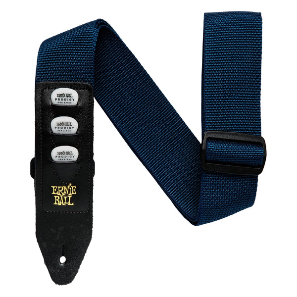 Ernie Ball P04236 Pickholder Strap Navy Tracolla x chitarra basso x3 plettri