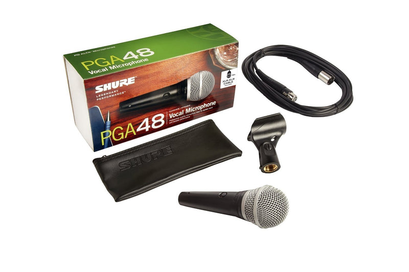 B-STOCK Shure PGA48 XLR-E Microfono Dinamico +Cavo XLR +Astuccio +Reggimicrofono