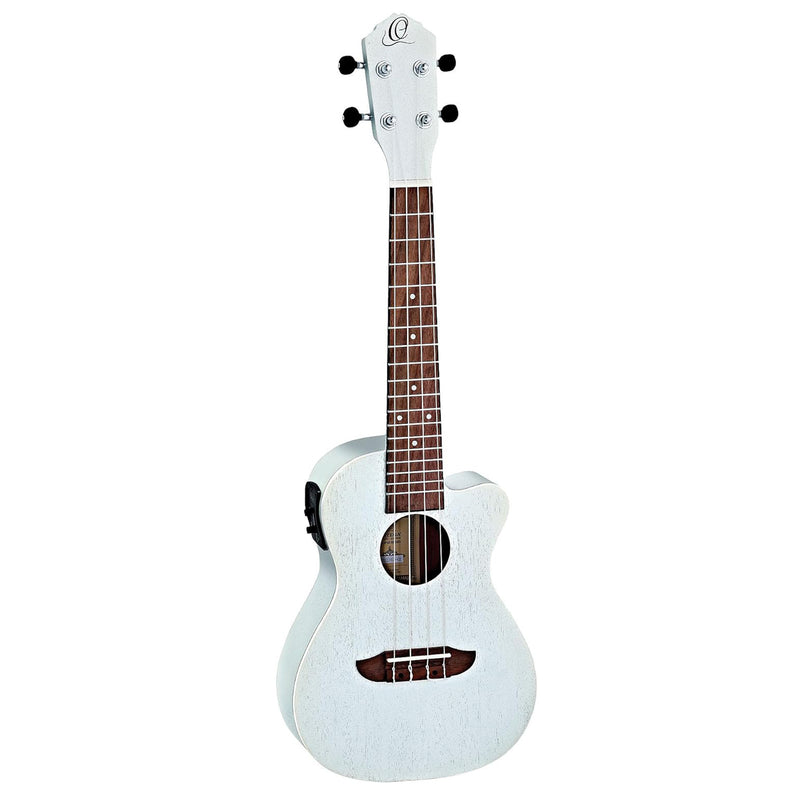 Ortega RUSILVER-CE Ukulele elettrificato cutaway da concerto EARTH Silver Satin