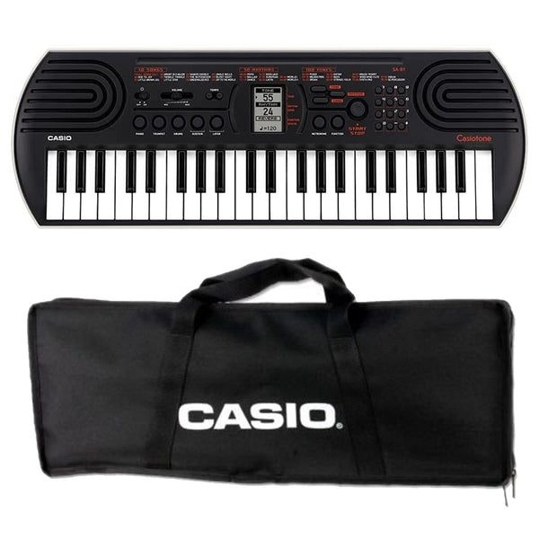 Casio SA-81 Mini Tastiera a 44 tasti, Nera/Grigio Chiaro + Bag Trasporto Nera