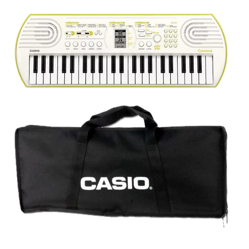 Casio SA-80 Mini Tastiera a 44 tasti, Bianco/Giallo Limone + Bag trasporto Nera