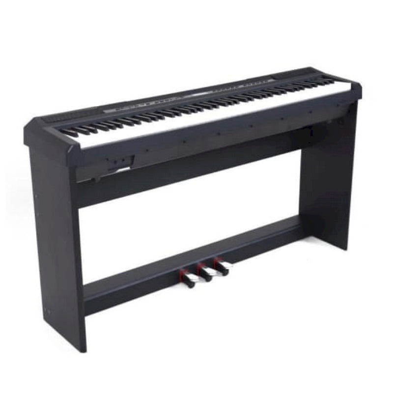 FBT E-Chord SP10 BLK Piano Digit 88T Pesati Nero + Supporto in legno tre pedali