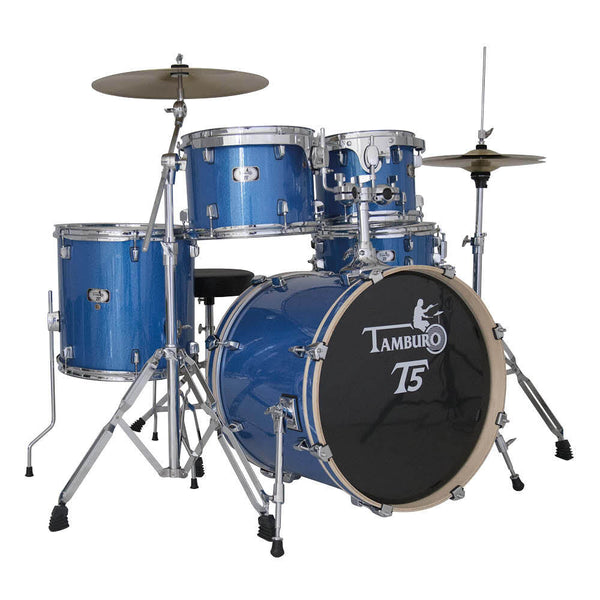 Tamburo TB T5S22BLSK Batteria 5 pezzi con cassa 22" + accessori, Blue Sparkle