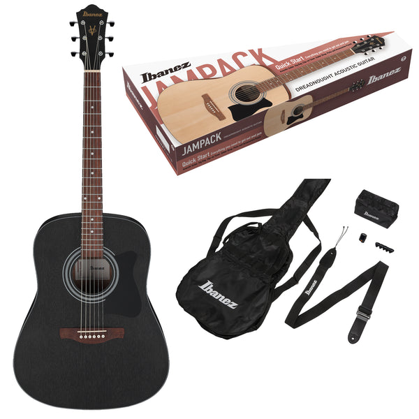 Ibanez V54NJP-WK WEATHERD BLACK OPEN PORE Pack Chitarra Acustica borsa access.