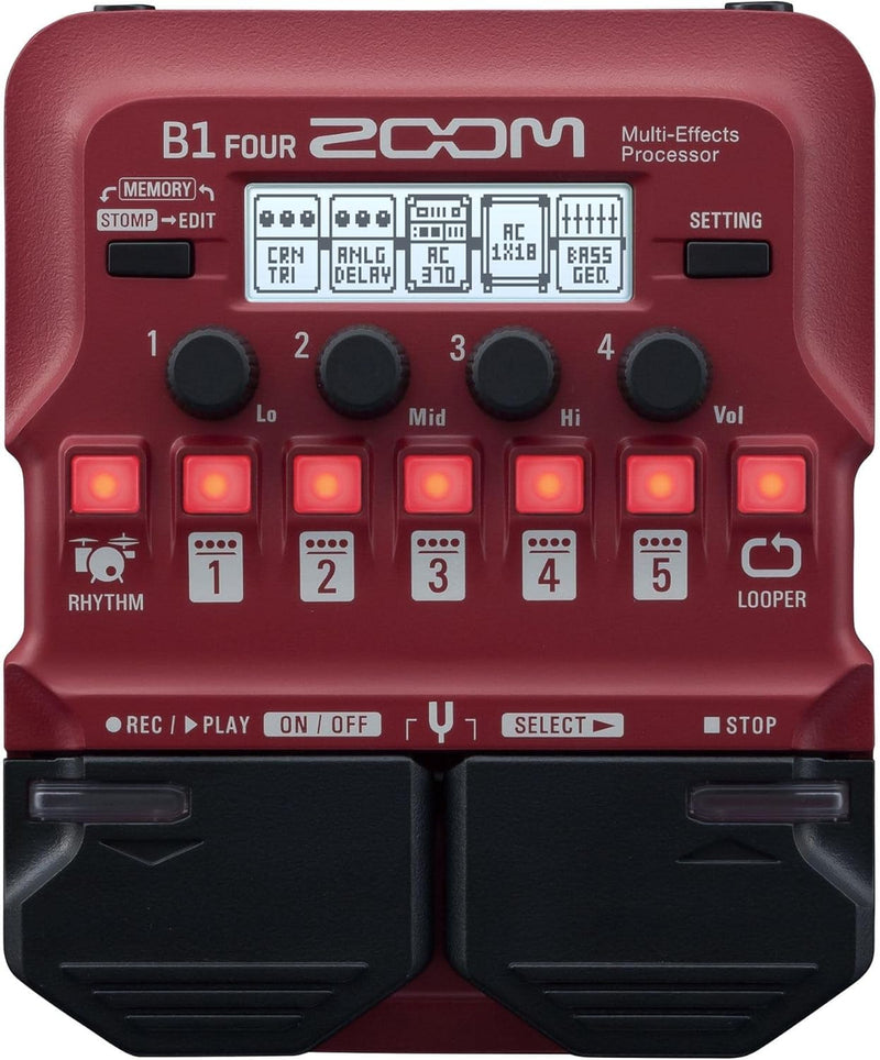 Zoom B1 FOUR Processore multieffetto pedale x Basso con Looper e pattern ritmici