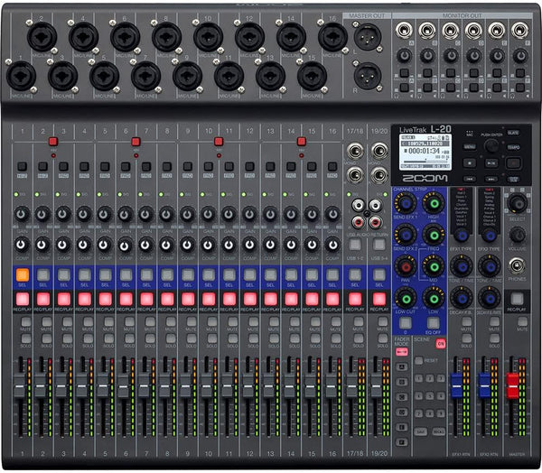 Zoom LiveTrack L-20 Mixer digitale 20 canali registra 20 canali su una scheda SD