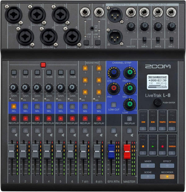 Zoom LiveTrack L-8 Mixer digitale a 8 Canali + registratore digitale a 12 tracce