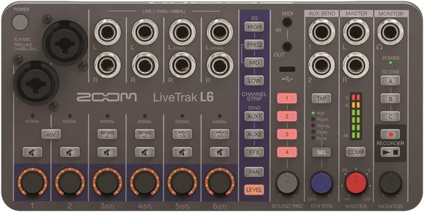 Zoom LiveTrack L6 Mixer e Registr. multitracce digi portatile 6C, rec 10 tracce