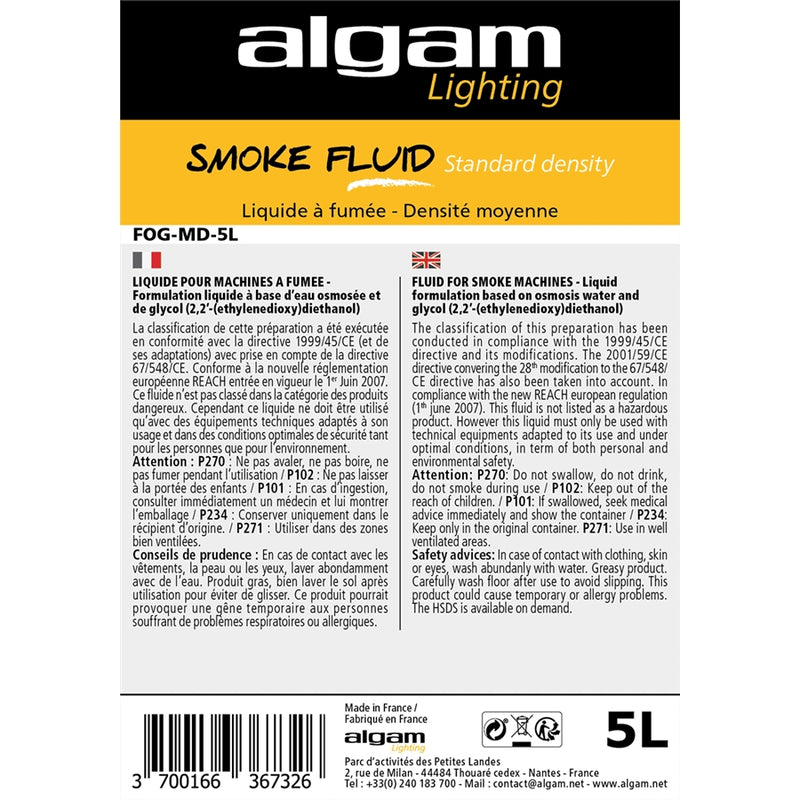 Algam Lighting FOG-MD-5L Liquido per macchina del Fumo a Media Densità da 5Lt.