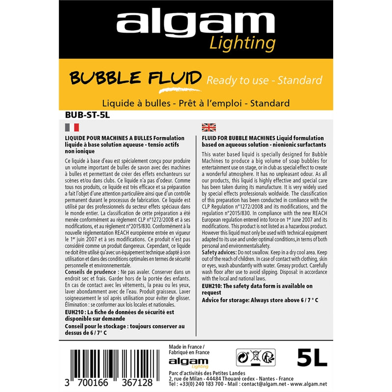 Algam Lighting BUB-ST-5L Liquido per macchine delle Bolle da 5lt.