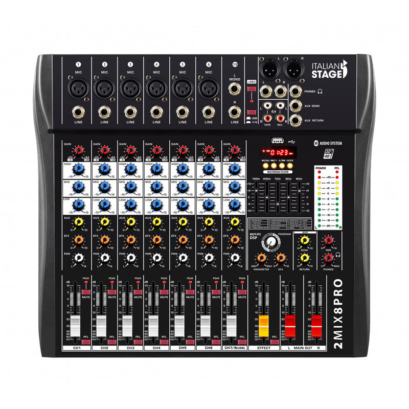 Italian Stage IS 2MIX8PRO Mixer Audio 8C+Multi FX Bluetooth + BAG2MIX8PRO Borsa