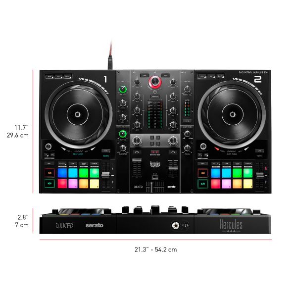 Hercules DJ CONTROL INPULSE 500 Controller Dj 2Deck USB +HDP DJ45 Cuffia Dj Pro