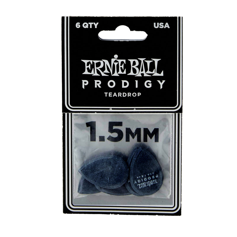 Ernie Ball P09330 Prodigy Teardrop Plettri da 1,5 mm, nero, confezione da 6