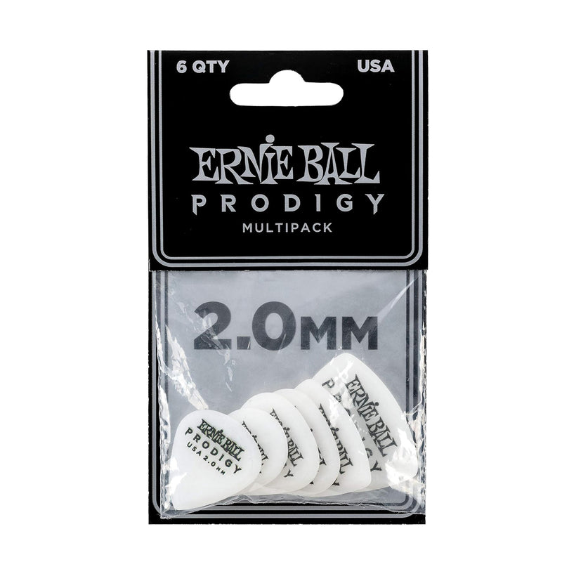 Ernie Ball P09343 Prodigy Multipack Plettri da 2,0 mm, bianco, confezione da 6