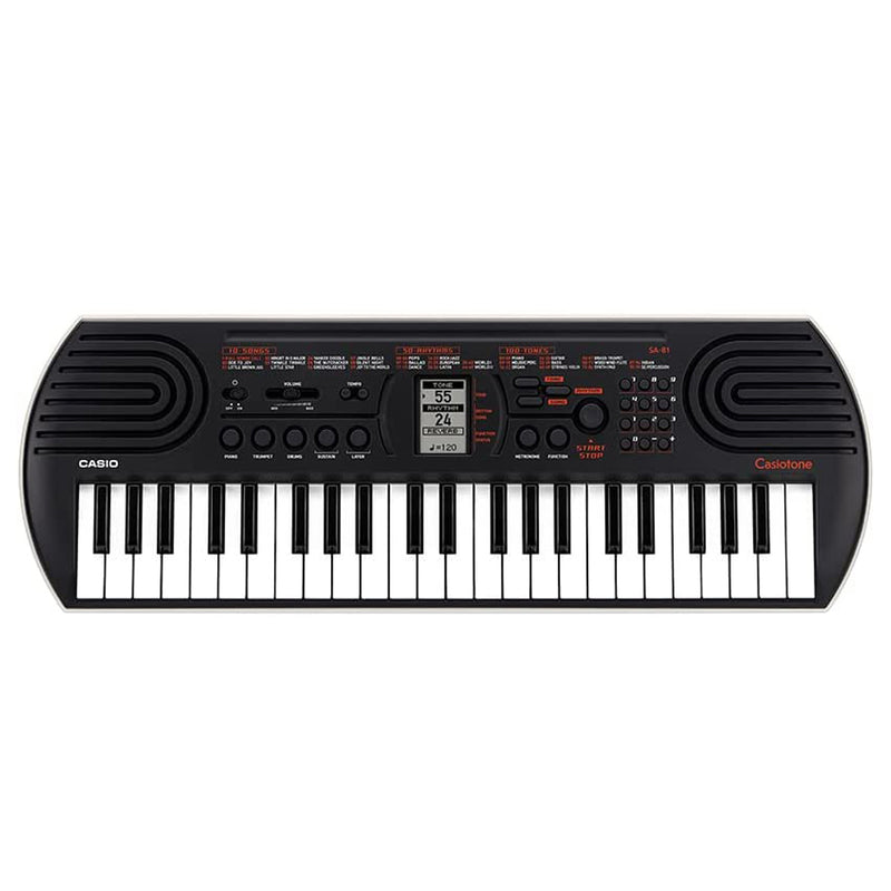 Casio SA-81 Mini Tastiera a 44 tasti, Nera/Grigio Chiaro + Bag + Alimentatore