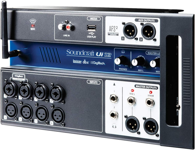 Soundcraft Ui12 Mixer digitale Pro 12C lettore multimediale USB e WIFI/ETHERNET