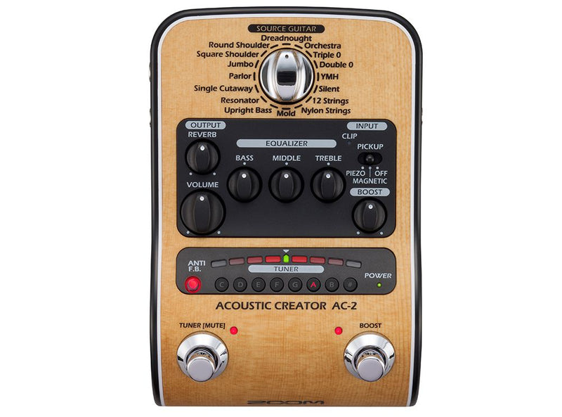 Zoom AC-2 ACOUSTIC CREATOR Preamp pedale x chitarra acustica direct box x palco