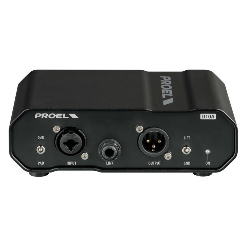 Proel D10A Direct Injection Box attiva, amplificatore a basso rumore, Nero