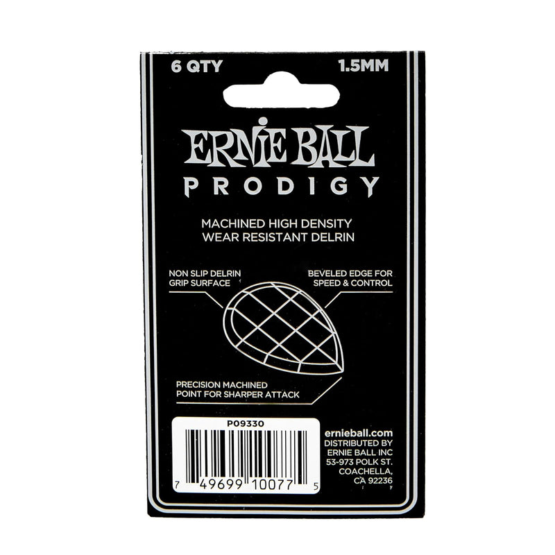 Ernie Ball P09330 Prodigy Teardrop Plettri da 1,5 mm, nero, confezione da 6