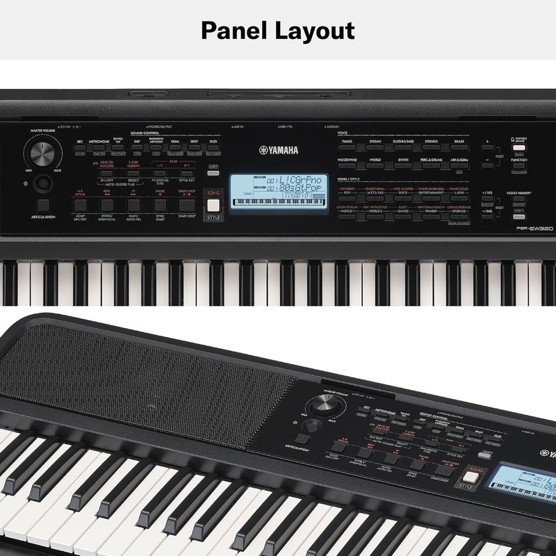 Yamaha PSR-EW320 Tastiera dinamica 76 tasti sensibili al tocco, Nero