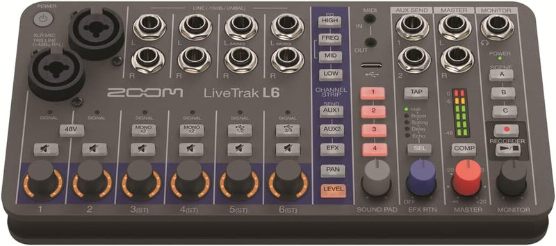 Zoom LiveTrack L6 Mixer e Registr. multitracce digi portatile 6C, rec 10 tracce