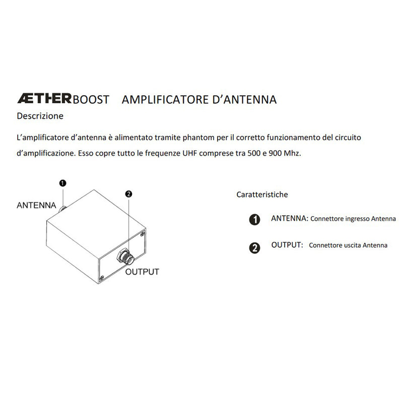 Proel EIKON AETHER BOOST Amp d'antenna x sistemi wireless AETHER con In&Out BNC