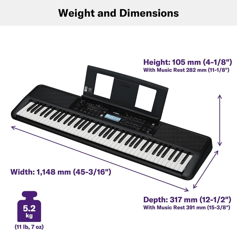 Yamaha PSR-EW320 Tastiera dinamica 76 tasti sensibili al tocco, Nero