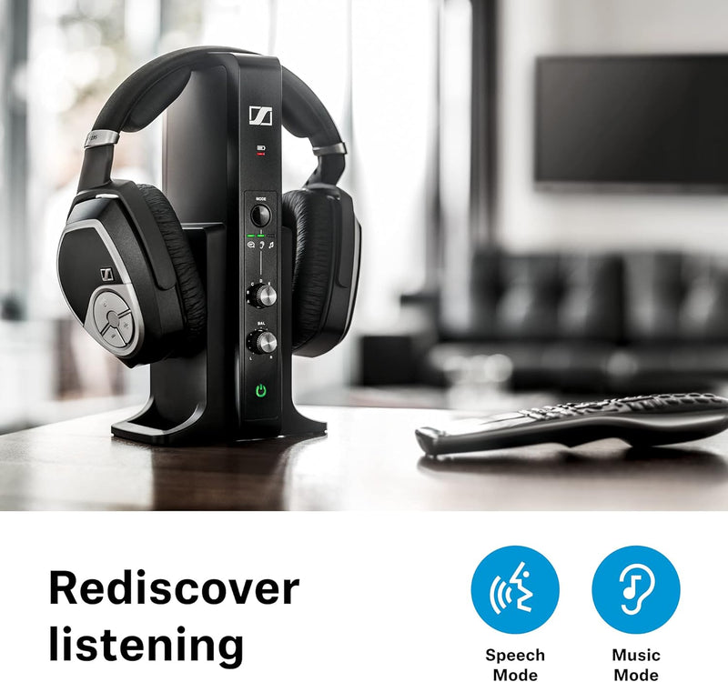 Sennheiser RS 195 U Cuffia Tv Wireless ad alta fedeltà e un parlato chiaro, Nero