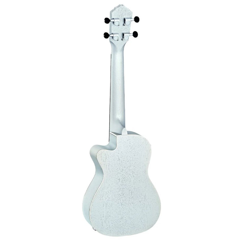 Ortega RUSILVER-CE Ukulele elettrificato cutaway da concerto EARTH Silver Satin