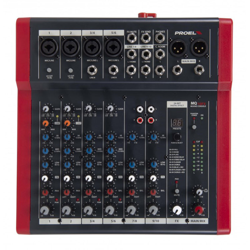 Proel Kit Karaoke Famiglia 2 V12PLUSCasse+MQ10FX Mixer+2Mic DM800+2Stativi+2Cavi