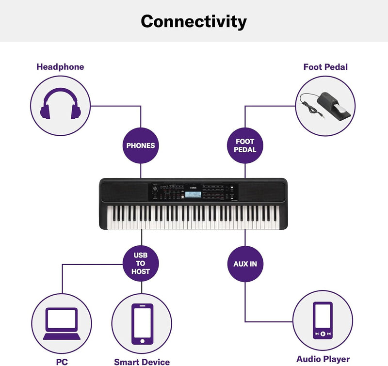 Yamaha PSR-EW320 Tastiera dinamica 76 tasti sensibili al tocco, Nero