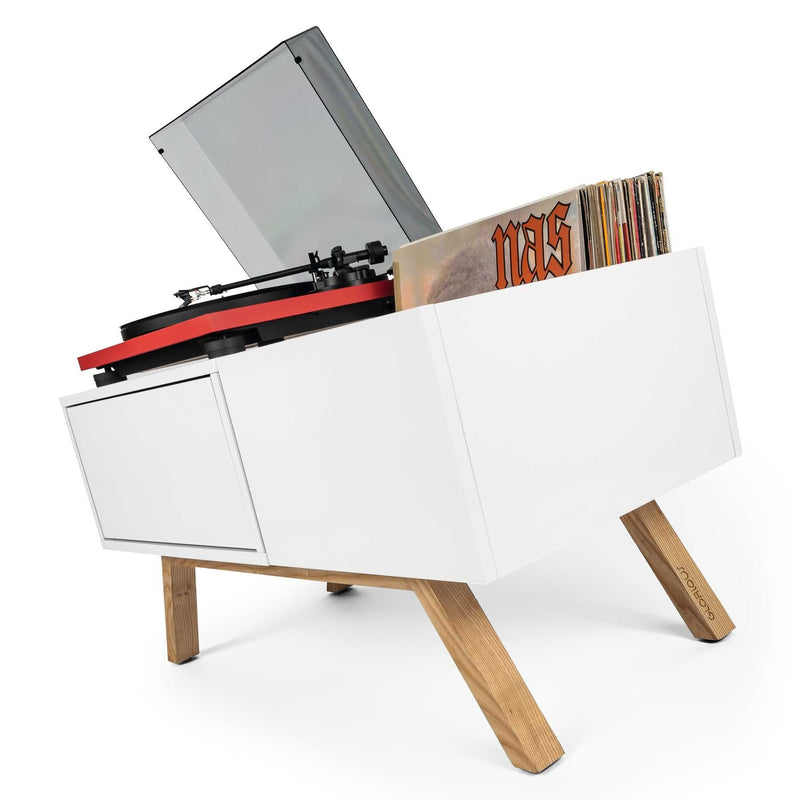 Glorious TURNTABLE LOWBOARD Mobile x giradischi e vinile, retrò anni 60, Bianco