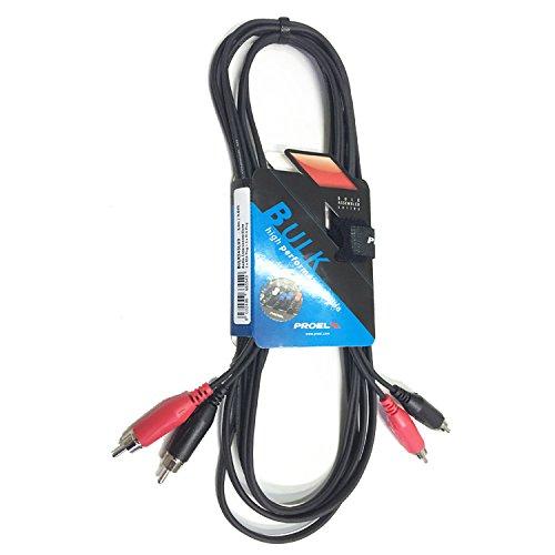 Proel BULK545LU18 Cavo audio STEREO 2 x spina RCA a 2 x spina RCA, 1,8mt, Nero